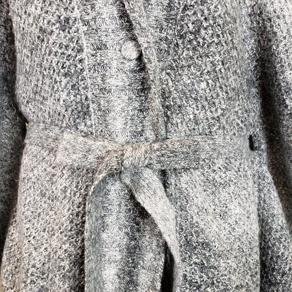 DKNY Jeans Belted Button Mid Weight Poncho Style Sweater Knit Cardigan L - Picture 3 of 8